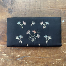 Load image into Gallery viewer, Vintage Black Clutch with Floral Embroidery by Maxim. Silk Evening Bag with Blue Green and Pink Flowers. - Scotch Street Vintage