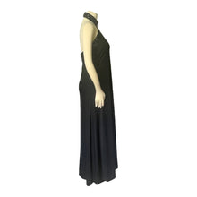 Load image into Gallery viewer, Vintage Black Evening Gown in Halter Style with Black Sequin Accents. Elegant Formal Dress. - Scotch Street Vintage