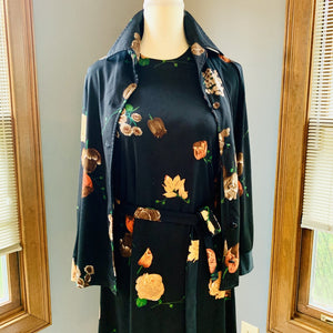 Vintage Black Floral Dress by Edith Flagg California. Dress with Matching Jacket . - Scotch Street Vintage