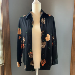 Vintage Black Floral Dress by Edith Flagg California. Dress with Matching Jacket . - Scotch Street Vintage
