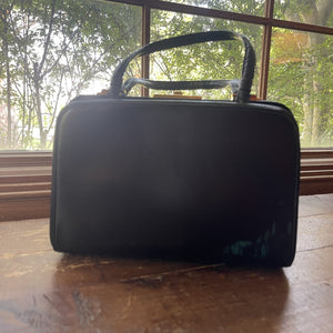 1950s gucci Black Vintage Leather Bag With Red Leather 