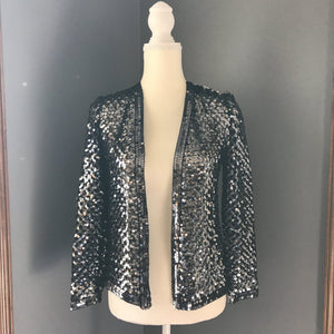 Vintage Black Sequin Cardigan or Jacket by Edith Flagg. Vintage Fashion Statement Piece. - Scotch Street Vintage