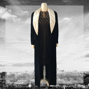 Vintage Black Velvet Coat with Cream Silk Lining by Christian Dior. Upcycled Vintage Clothing. - Scotch Street Vintage