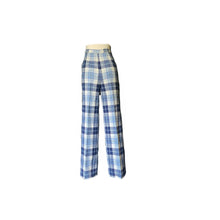Load image into Gallery viewer, Vintage Blue and Red Plaid Pants by Pendleton. Wool Slacks with Wide Legs. 1950s Preppy Chic Fashion. - Scotch Street Vintage