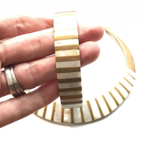 Vintage Brass and Mother of Pearl Collar Choker and Bangle Bracelet. - Scotch Street Vintage