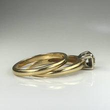Load image into Gallery viewer, Vintage Bridal Set. Diamond Engagement Ring. Gold Wedding Band. Keepsake Brand. 14K Yellow Gold. - Scotch Street Vintage