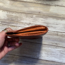 Load image into Gallery viewer, Vintage Brown Leather Clutch by Barfield &amp; Baird. Perfect Fall Accessory in Stamped Cognac Leather. - Scotch Street Vintage