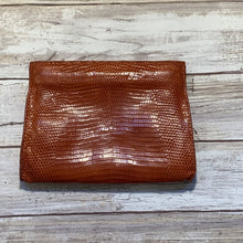 Load image into Gallery viewer, Vintage Brown Leather Clutch by Barfield &amp; Baird. Perfect Fall Accessory in Stamped Cognac Leather. - Scotch Street Vintage