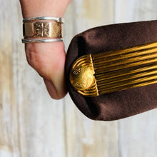 Load image into Gallery viewer, Vintage Brown Satin Clutch with Gold Tone Accents by Evans. 1940s Hollywood Glamour. - Scotch Street Vintage