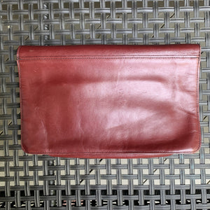Vintage Burgundy Leather Clutch by John Romain. Envelope Style Handbag. Circa 1970. - Scotch Street Vintage