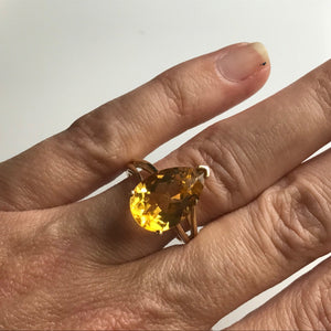 Vintage Citrine Ring. 10K Yellow Gold. Engagement Ring. November Birthstone. 13th Anniversary Gift. - Scotch Street Vintage