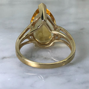 Vintage Citrine Ring. 10K Yellow Gold. Engagement Ring. November Birthstone. 13th Anniversary Gift. - Scotch Street Vintage