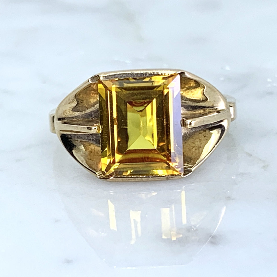 Vintage Citrine Ring. 10K Yellow Gold. Unique Engagement Ring. November Birthstone. 13th Anniversary - Scotch Street Vintage