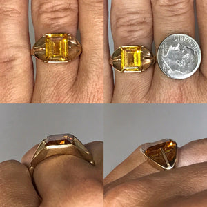 Vintage Citrine Ring. 10K Yellow Gold. Unique Engagement Ring. November Birthstone. 13th Anniversary - Scotch Street Vintage