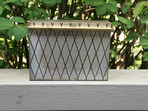 Vintage Compact Purse / Clutch by Volupte with Gold and Silver Tone Diamond Pattern. Built in Compact, Lipstick, Mirror and Storage. 1950s - Scotch Street Vintage