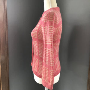 Vintage Coral and Pink Cardigan by Jane Irwill. Perfect Spring Cardigan. Size Small. - Scotch Street Vintage