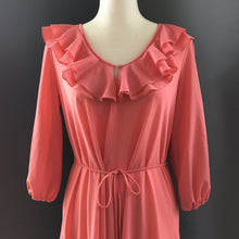 Load image into Gallery viewer, Vintage Coral Dress with Ruffled Neckline by Saks Fifth Avenue. Perfect Summer Dress. - Scotch Street Vintage