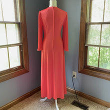 Load image into Gallery viewer, Vintage Coral Maxi Dress by Edith Flagg with Elegant Full Mini Pleat Arms. - Scotch Street Vintage