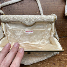 Load image into Gallery viewer, Vintage Cream Beaded Clutch from France. Formal Evening Bag. 1940s Sustainable Fashion Accessory. - Scotch Street Vintage