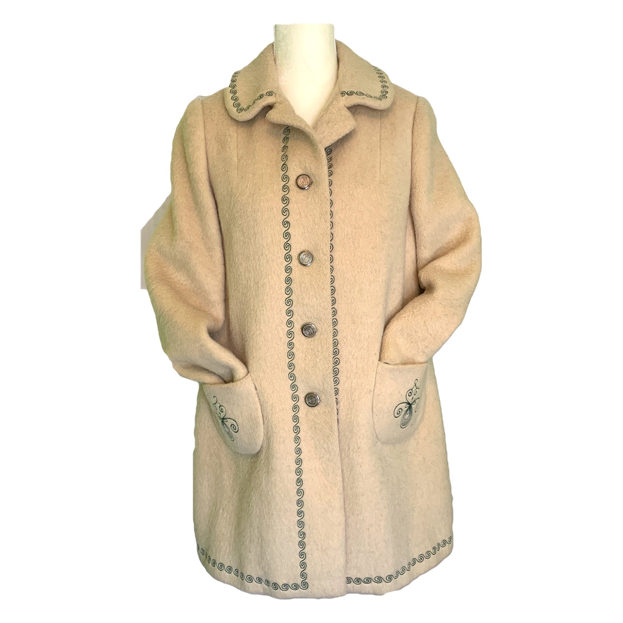 Vintage Cream Wool Swing Coat from West Germany. Waterproof Winter Ove