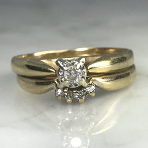 Vintage Diamond Bridal Set with Engagement Ring and Wedding Band. - Scotch Street Vintage