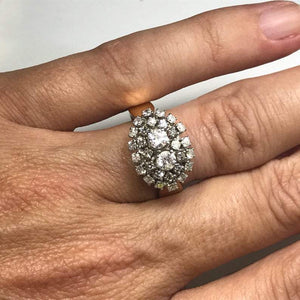 Vintage Diamond Cluster Cocktail Ring in 14K Gold. Unique Engagement Ring. April Birthstone. - Scotch Street Vintage