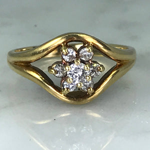 Vintage Diamond Cluster Ring. 14K Gold. April Birthstone. 10 Year Anniversary. - Scotch Street Vintage