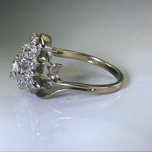 Vintage Diamond Cluster Ring. 14K White Gold. April Birthstone. 10 Year Anniversary. Appraised. - Scotch Street Vintage