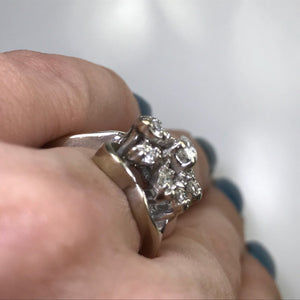 Vintage Diamond Cluster Ring. 14K White Gold. April Birthstone. 10 Year Anniversary. Appraised. - Scotch Street Vintage