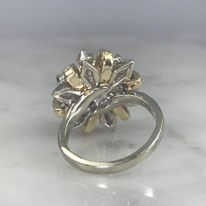 Vintage Diamond Cluster Ring in 14K Gold Starburst Setting. April Birthstone. APPRAISED - Scotch Street Vintage