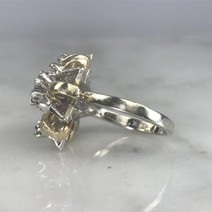 Vintage Diamond Cluster Ring in 14K Gold Starburst Setting. April Birthstone. APPRAISED - Scotch Street Vintage