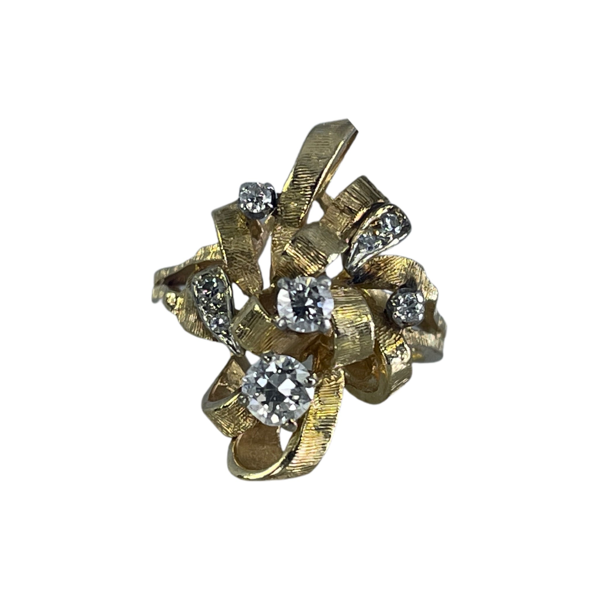 Vintage Diamond Cluster Ring with Old Hollywood Glamour. 14K Yellow Go