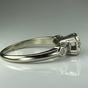 Vintage Diamond Engagement Ring. 14K White Gold. April Birthstone. 10 Year Anniversary - Scotch Street Vintage