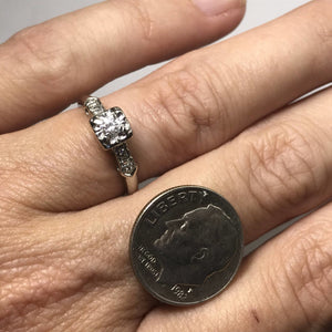 Vintage Diamond Engagement Ring. 14K White Gold. April Birthstone. 10 Year Anniversary - Scotch Street Vintage