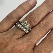 Load image into Gallery viewer, Vintage Diamond Engagement Ring and Wedding Band Bridal Set in 14K White Gold. Affordable Estate Jewelry. - Scotch Street Vintage