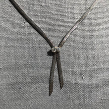 Load image into Gallery viewer, Vintage Diamond Necklace. 14K White Gold Herringbone Chain. April Birthstone. 10th Anniversary Gift. - Scotch Street Vintage