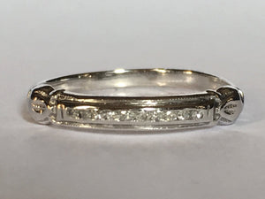 Vintage Diamond Wedding Band. 18K White Gold. April Birthstone. Stacking Ring. - Scotch Street Vintage