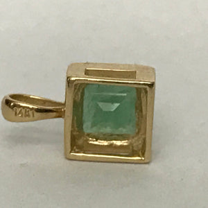 Vintage Emerald Pendant. 14K Gold. May Birthstone. 20th Anniversary Gift. Appraised. - Scotch Street Vintage
