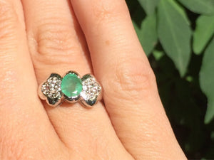 Vintage Emerald Topaz Engagement Ring. GLA Certified. May Birthstone. - Scotch Street Vintage