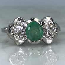Load image into Gallery viewer, Vintage Emerald Topaz Engagement Ring. GLA Certified. May Birthstone. - Scotch Street Vintage