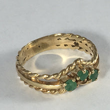 Load image into Gallery viewer, Vintage Emerald Wishbone Band. Yellow Gold. Wedding Band. May Birthstone. 20th Anniversary Gift. - Scotch Street Vintage