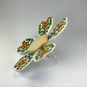 Vintage Enamel Flower Ring. Hand Painted West German Statement Ring. Recycled Jewelry. - Scotch Street Vintage