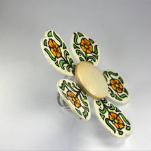 Load image into Gallery viewer, Vintage Enamel Flower Ring. Hand Painted West German Statement Ring. Recycled Jewelry. - Scotch Street Vintage