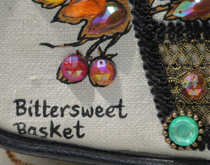Vintage Enid Collins Clutch / Purse / Handbag Titled Bittersweet Basket with Brown Amber and Orange Jewel Embellished Floral Design. Fashion - Scotch Street Vintage