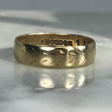 Load image into Gallery viewer, Vintage Etched Gold Wedding Band. 9k Yellow Gold. Stacking Ring. 1930s. Size 6 1/4. Estate Jewelry - Scotch Street Vintage