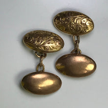 Load image into Gallery viewer, Vintage Etched Yellow Gold Cuff Links / Cufflinks. Circa 1901. Full English Hallmark - Scotch Street Vintage