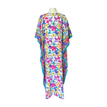 Load image into Gallery viewer, Vintage Floral Kaftan Scarf Dress in Bright Yellows Blues Pinks and Greens by Ruth Norman. - Scotch Street Vintage