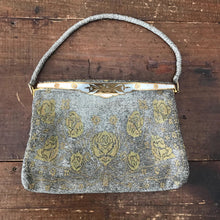 Load image into Gallery viewer, Vintage Floral Metal Mesh Clutch. Silver and Gold Evening Bag. Saks Fifth Avenue Handbag. - Scotch Street Vintage