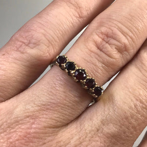 Vintage Garnet Band inYellow Gold. January Birthstone. 2 Year Anniversary. Stacking Ring. - Scotch Street Vintage
