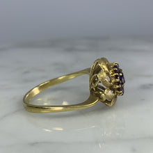 Load image into Gallery viewer, Vintage Garnet Cluster Ring. 18k Yellow Gold. Floral Design. January Birthstone. 2 Year Anniversary. - Scotch Street Vintage